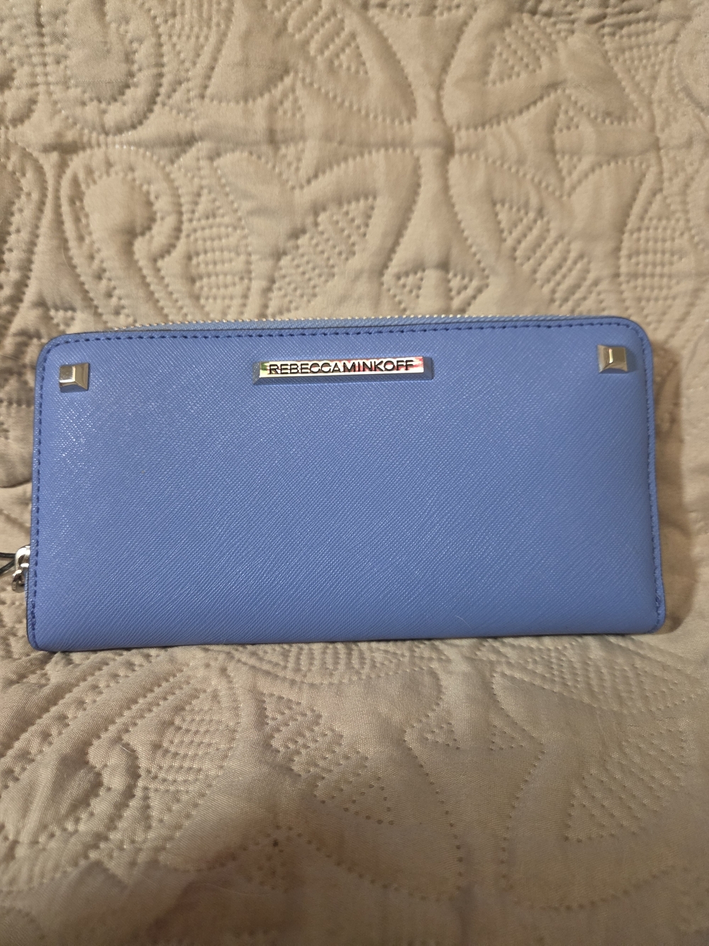 NWT Rebecca Minkoff Blue Saffiano Zip Wallet